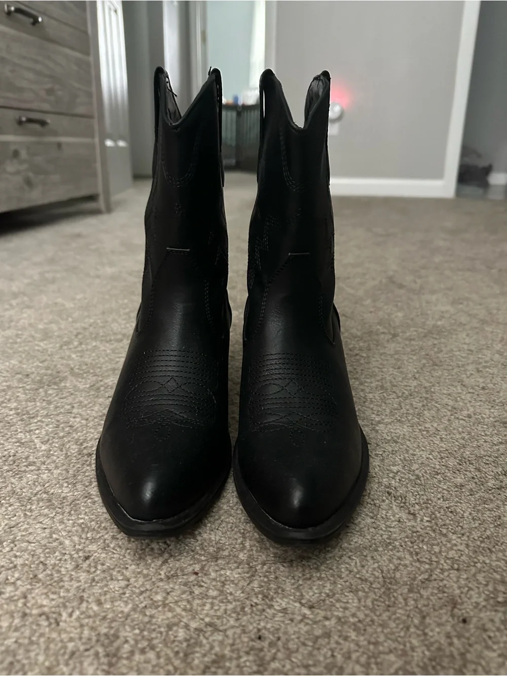 Women's Black Western Ankle Booties - Sleek Stitch Detail